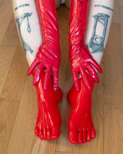 Bundle Red Latex Gloves + Toe Socks