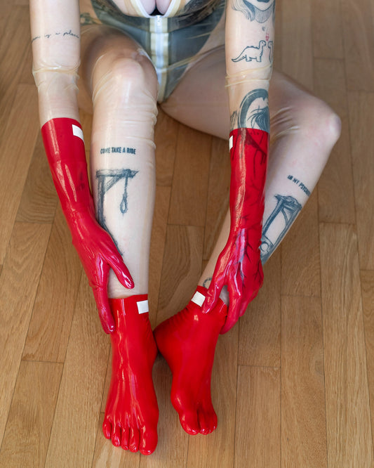 Bundle Red Latex Gloves + Toe Socks