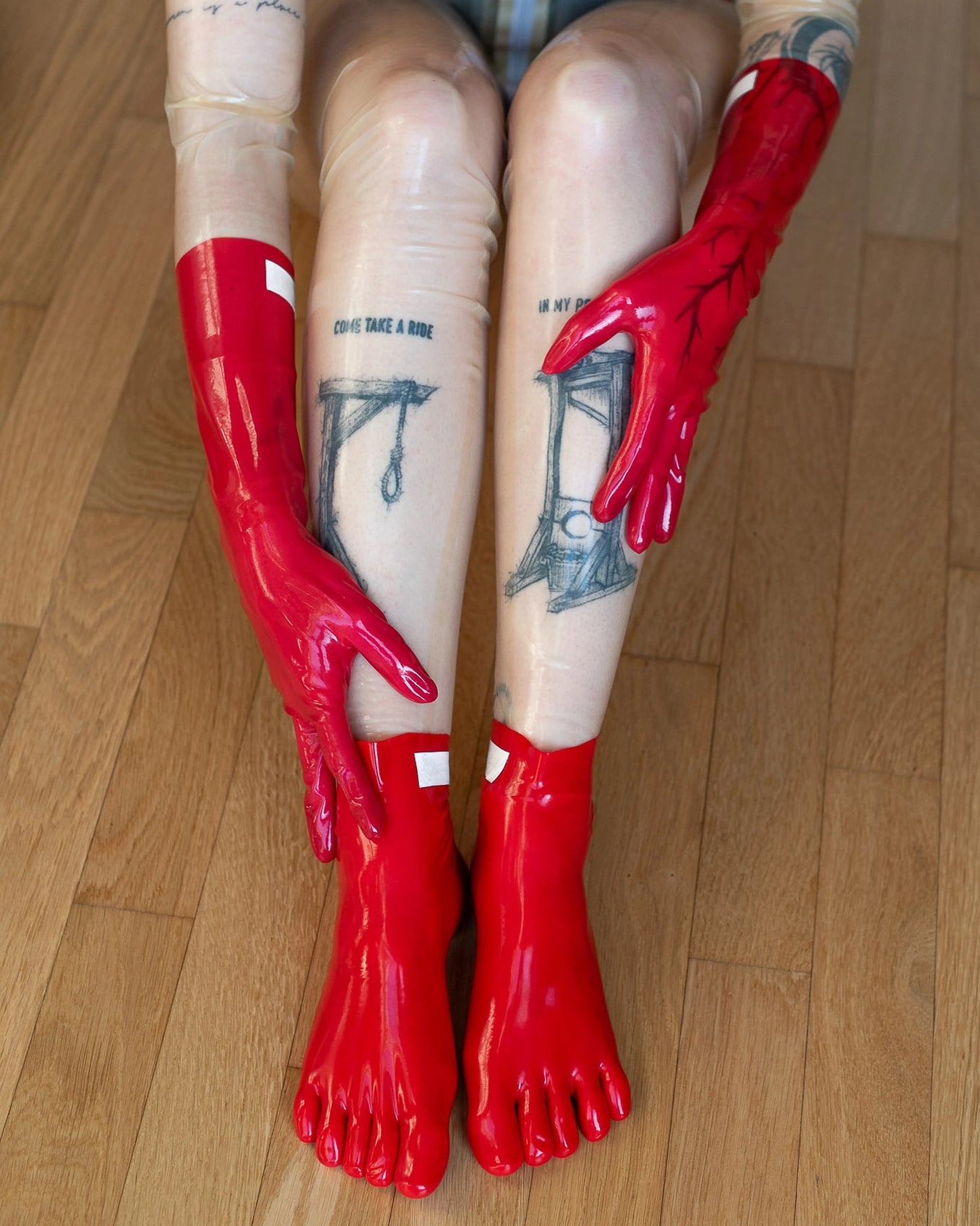Bundle Red Latex Gloves + Toe Socks