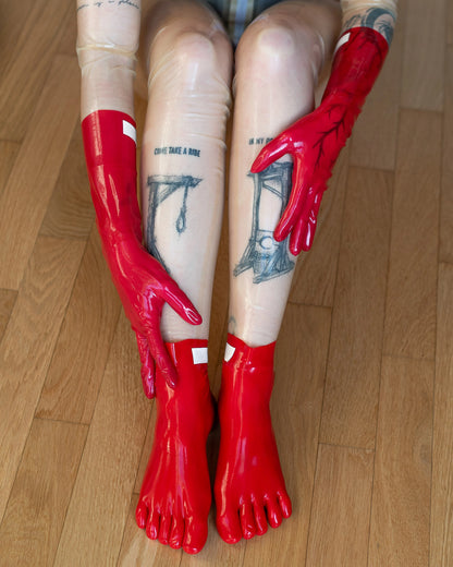 Bundle Red Latex Gloves + Toe Socks
